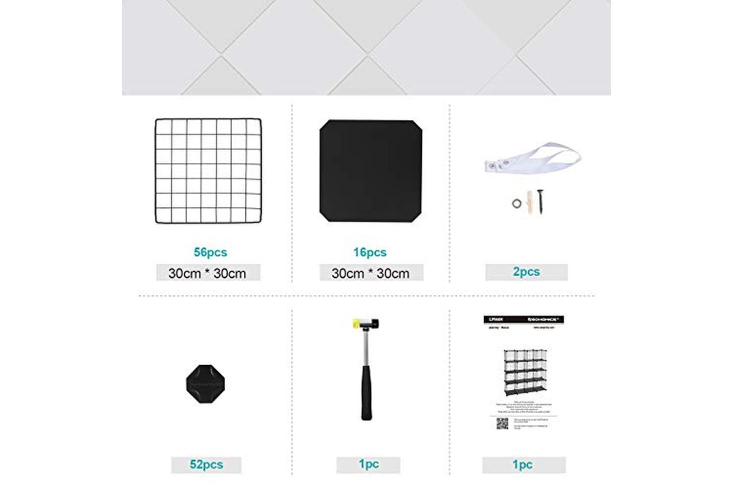 Songmics LPI44H 16 Lattice Cubes Boltless Shelf | Black-7