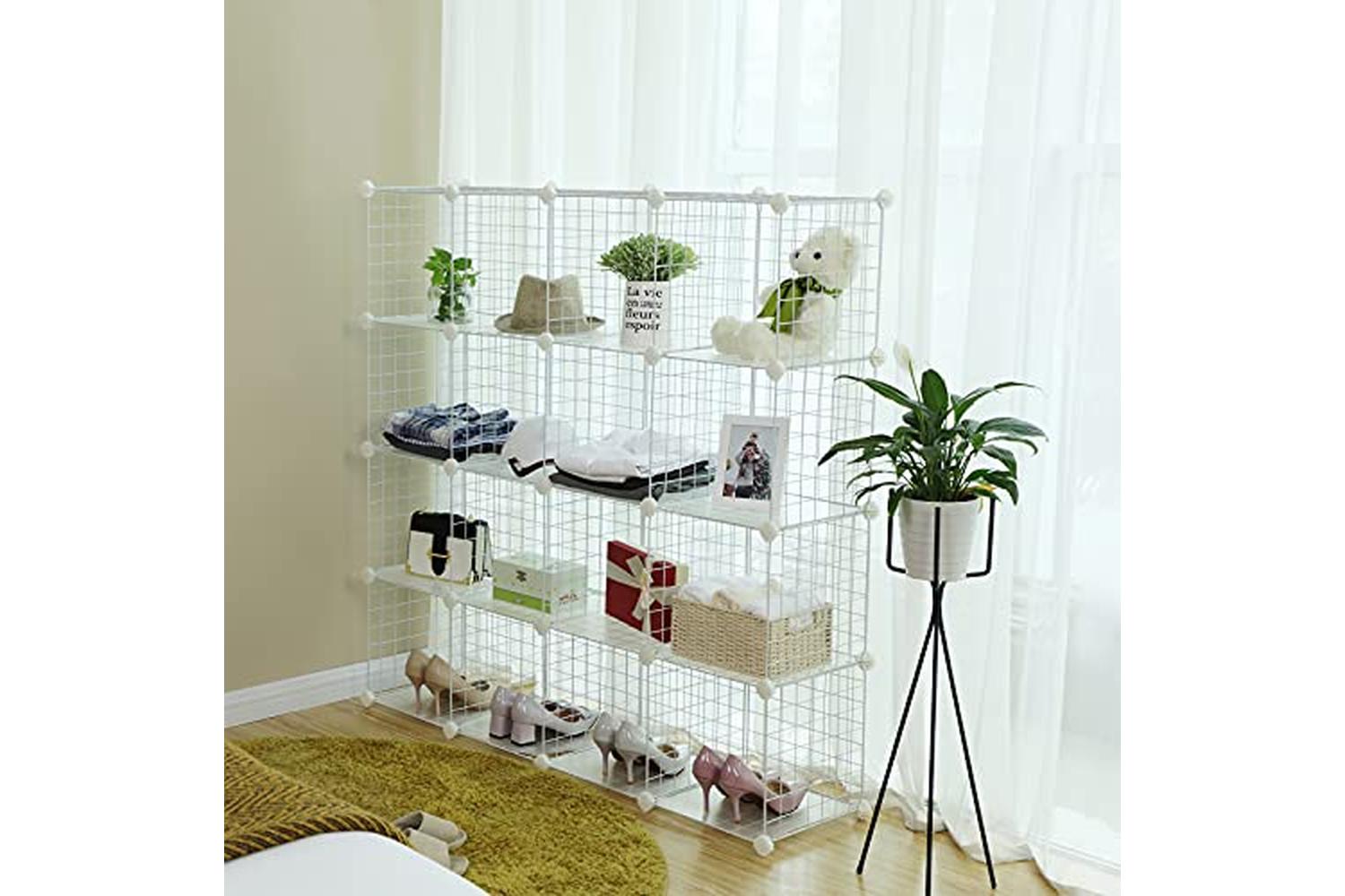 Songmics LPI44W Plug-in Shelving System with 16 Grid Cubes-4