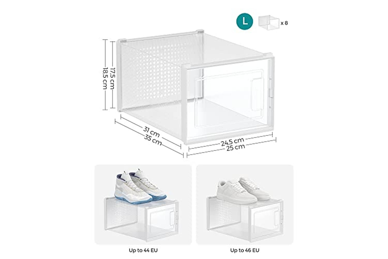 Songmics LSP08MWT 8 Transparent Shoe Boxes-4