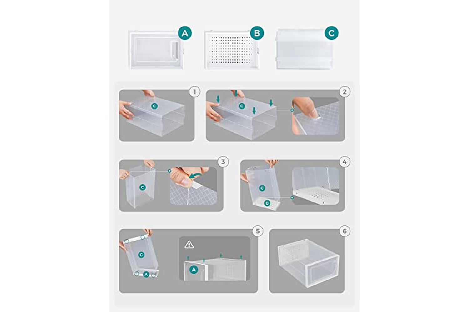 Songmics LSP08MWT 8 Transparent Shoe Boxes-5