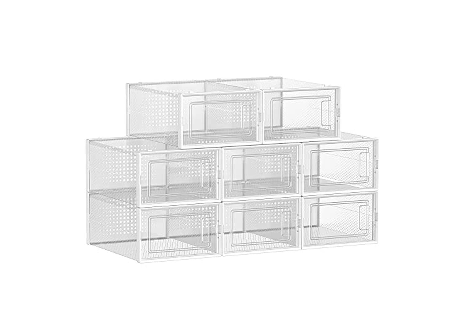 Songmics LSP08SWT Foldable 8 Transparent Shoe Boxes