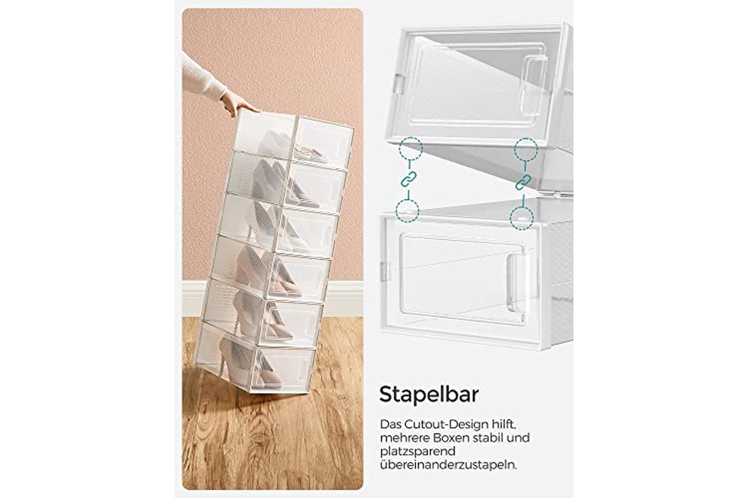 Songmics LSP08SWT Foldable 8 Transparent Shoe Boxes-4