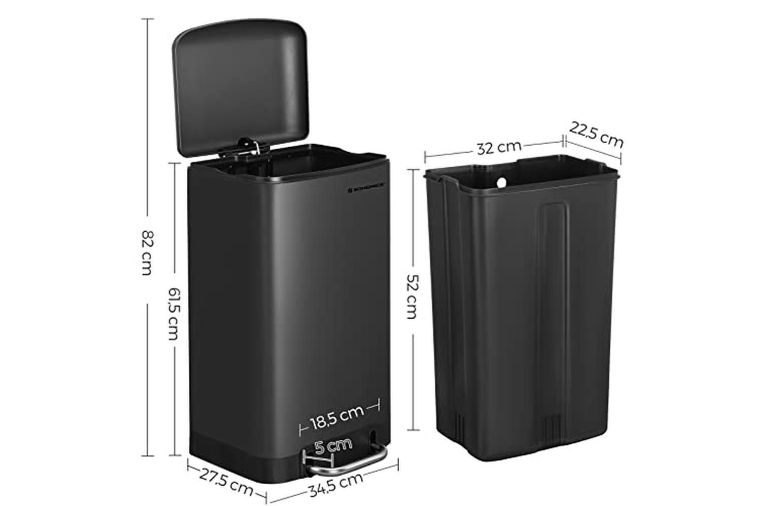 Songmics LTB01BK 30L Rubbish Bin-5