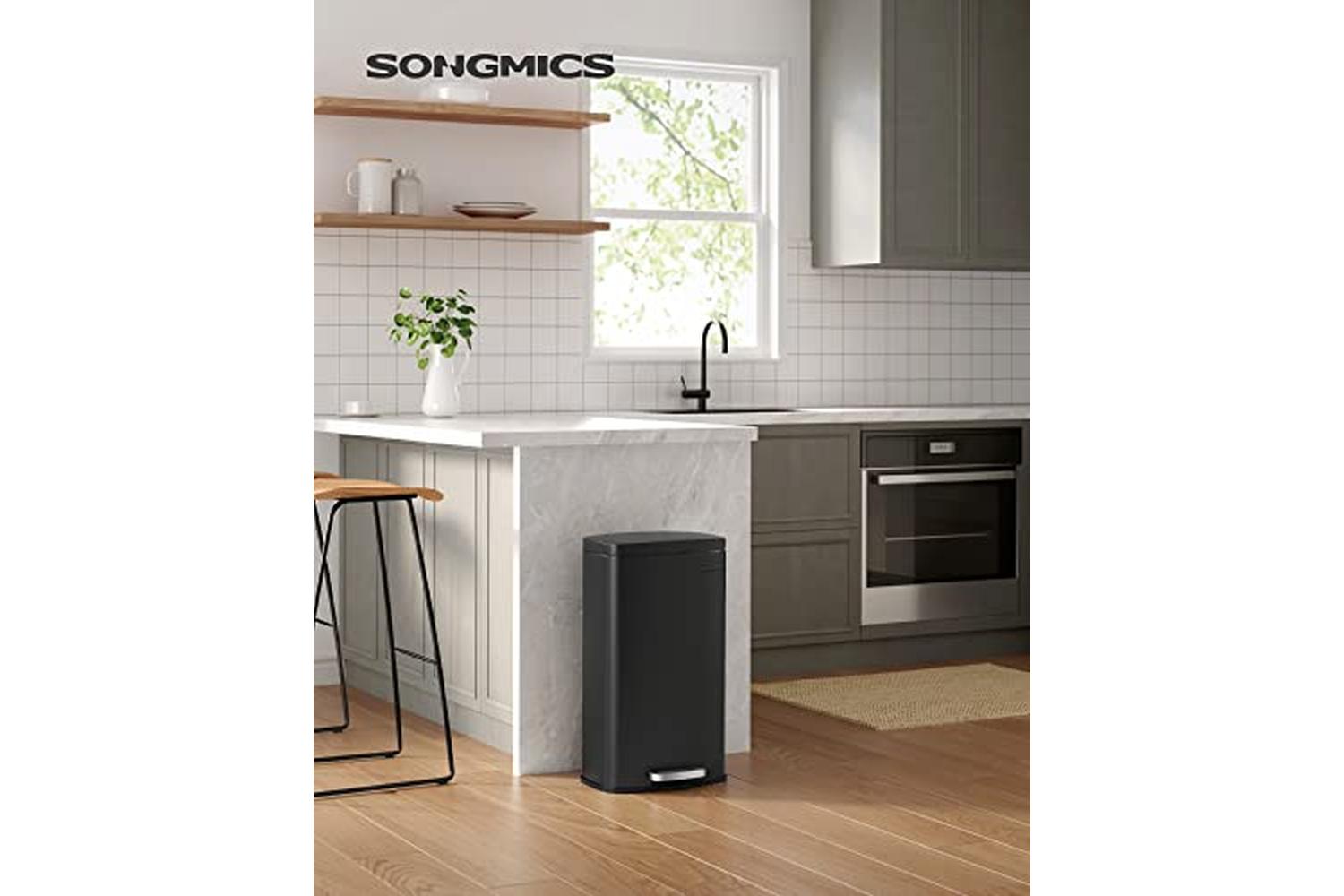 Songmics LTB03BK Trash Can for the Kitchen | Black-2