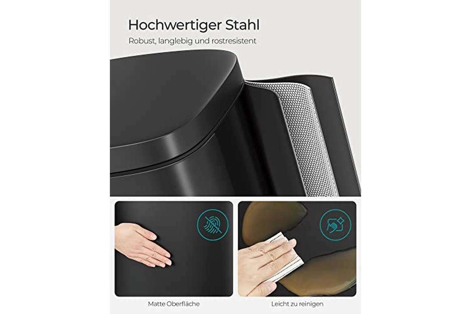 Songmics LTB03BK Trash Can for the Kitchen | Black-4