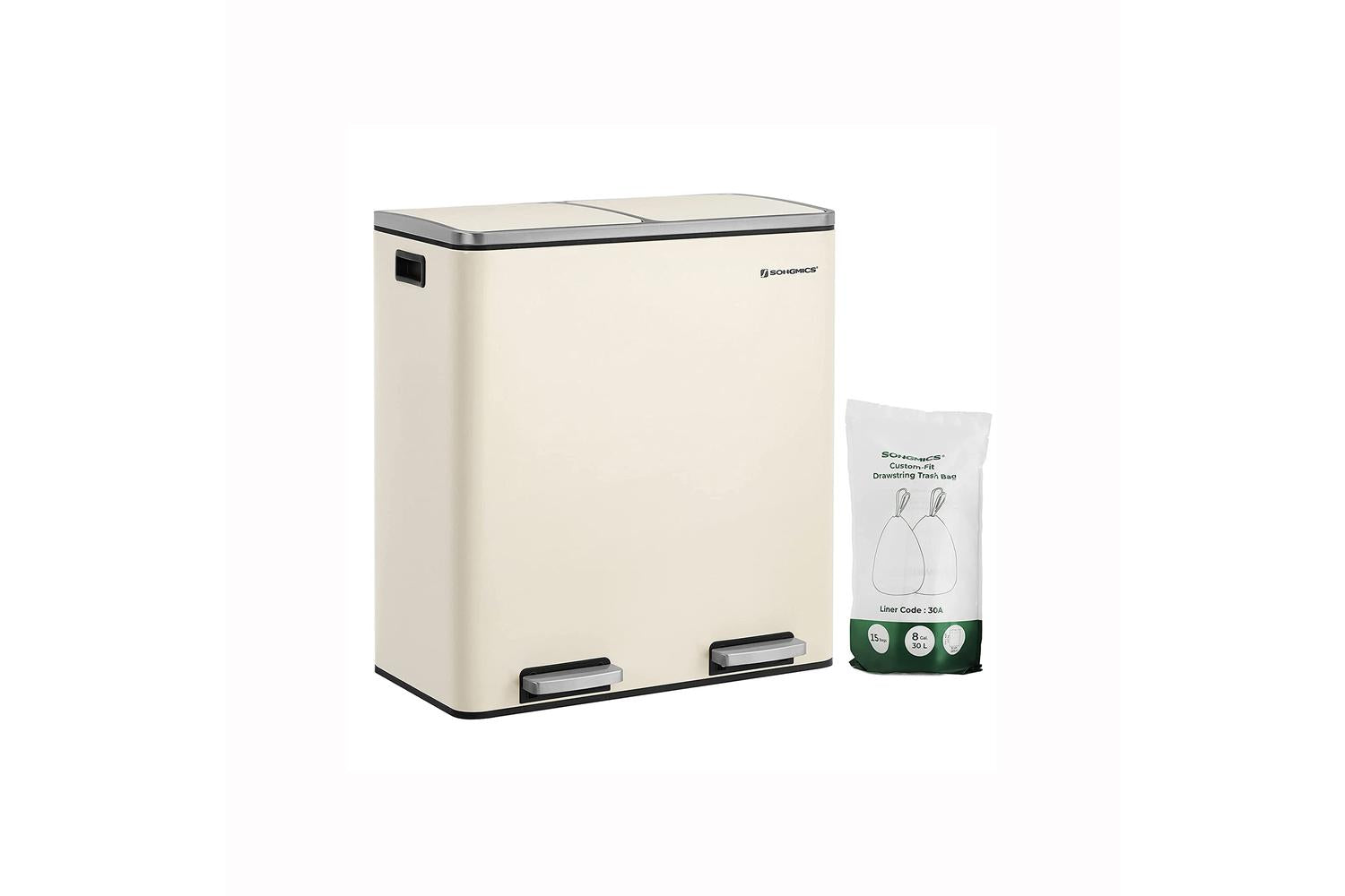 Songmics LTB060A01 Metallic 2 x 30L Bin-2