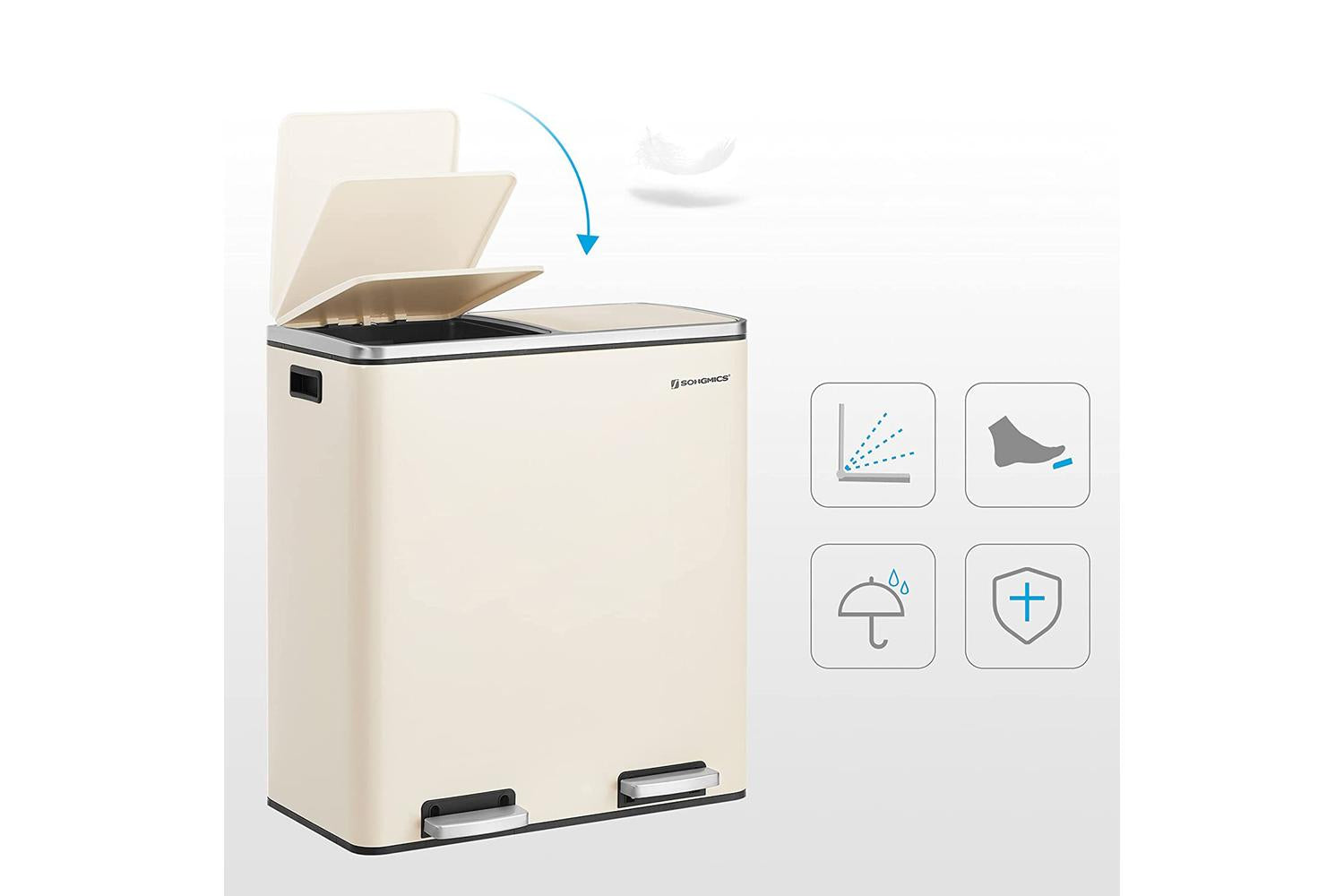 Songmics LTB060A01 Metallic 2 x 30L Bin-3