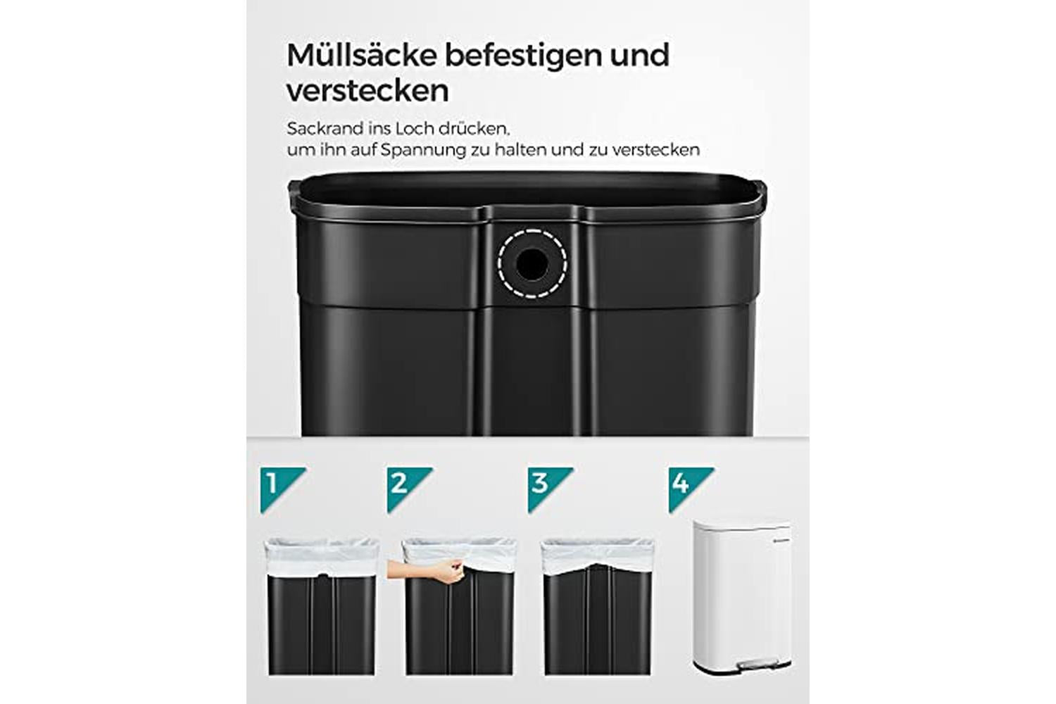 Songmics LTB101W01 50L Rubbish Bin-6