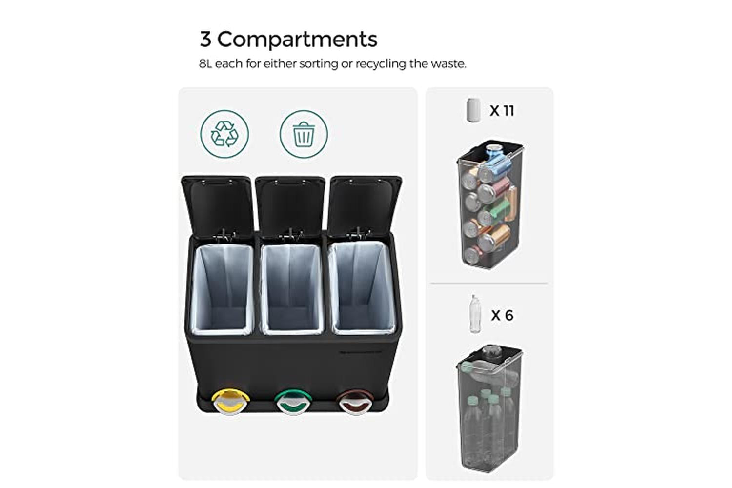 Songmics LTB24BK Garbage Can | 24 L-3