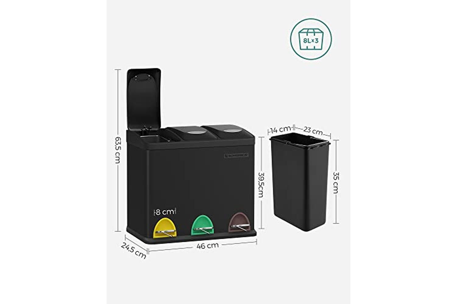 Songmics LTB24BK Garbage Can | 24 L-5