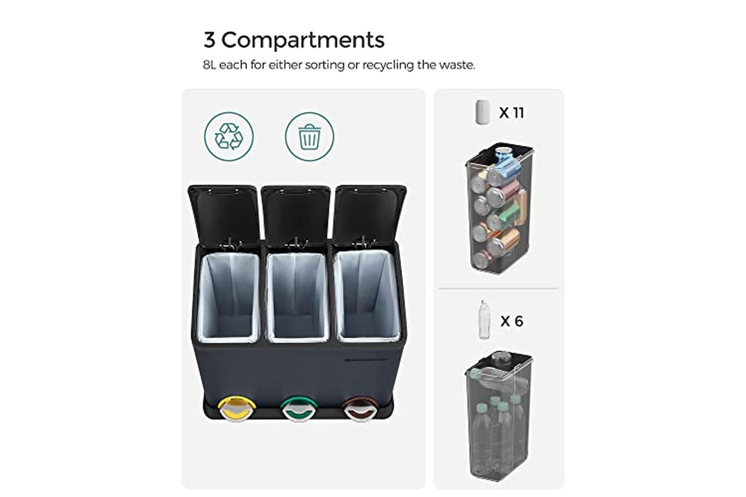 Songmics LTB24GS Garbage Can for Kitchen-3