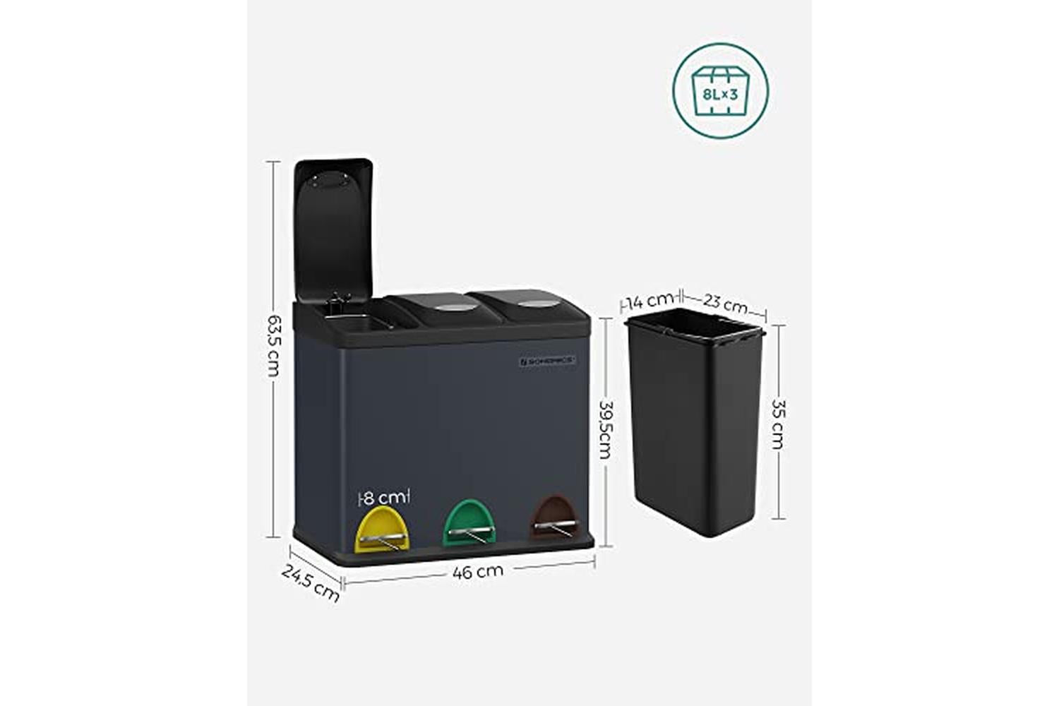 Songmics LTB24GS Garbage Can for Kitchen-5