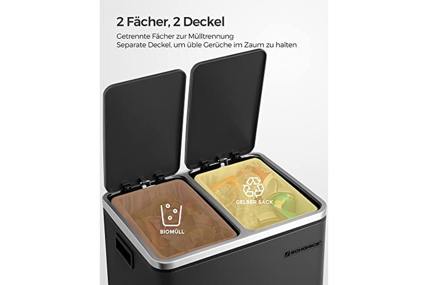 Songmics LTB30BK 30L Trash Can | Black-4