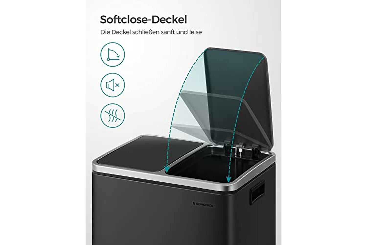Songmics LTB30BK 30L Trash Can | Black-5