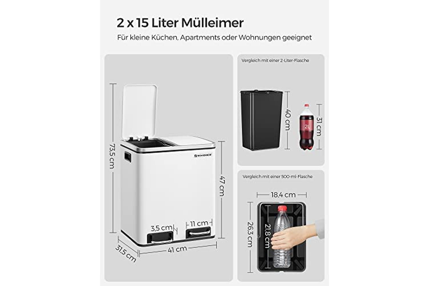 Songmics LTB30WT Garbage Can | 30 L-6