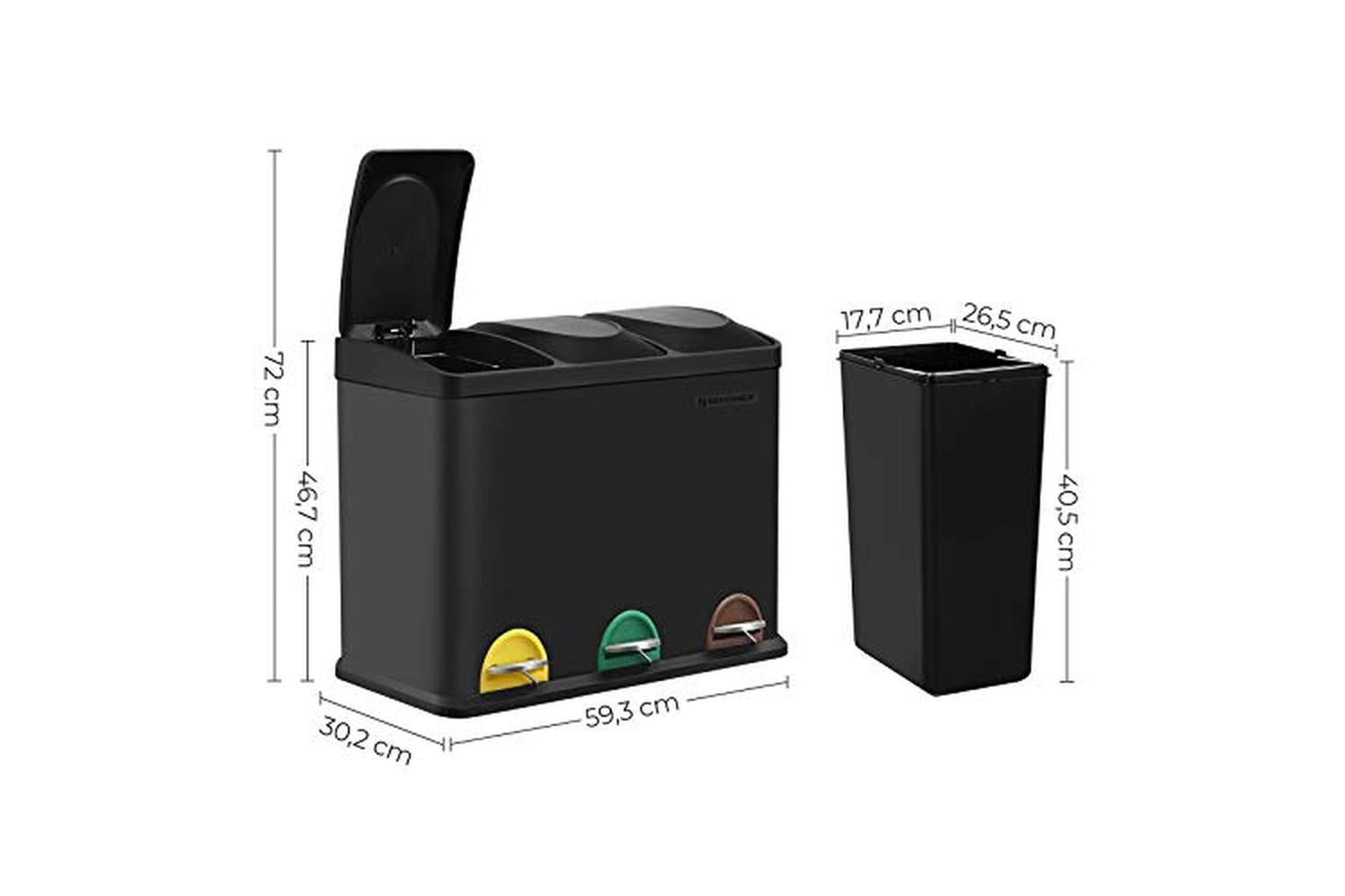 Songmics LTB45B Sorting Bin with 3 Compartments | 45 L-5