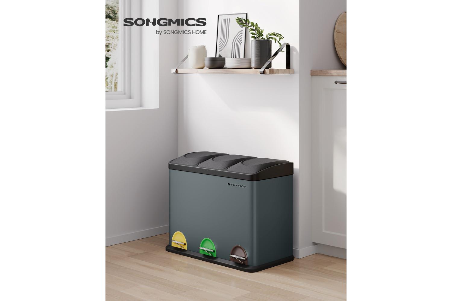 Songmics LTB45G Sorting Bin 3 x 15L | Grey-3