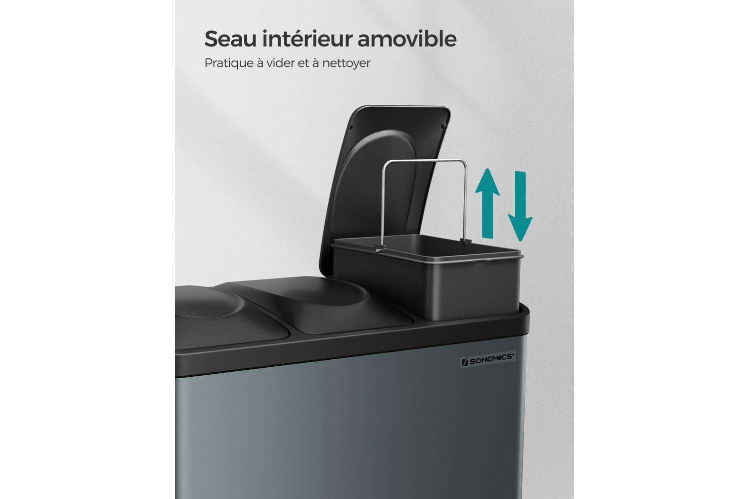 Songmics LTB45G Sorting Bin 3 x 15L | Grey-5