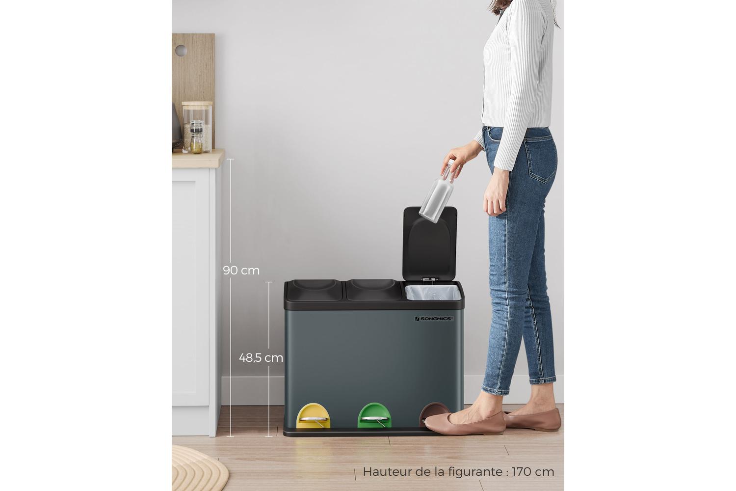 Songmics LTB45G Sorting Bin 3 x 15L | Grey-8