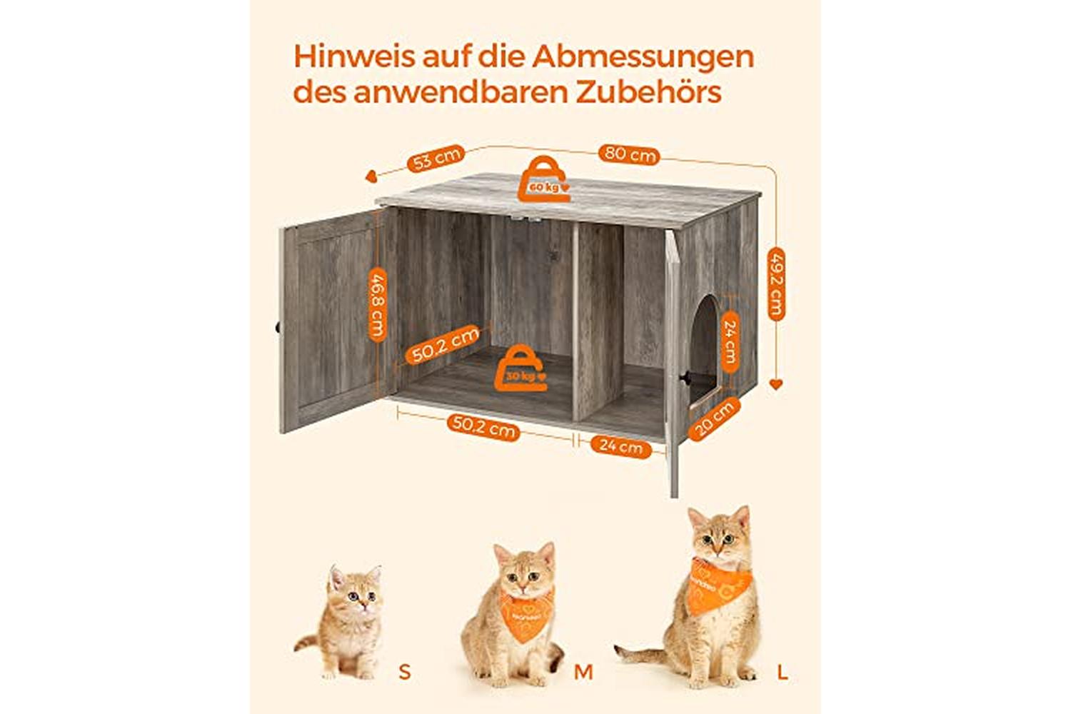Feandrea PCL002G01 Litter Box Cabinet with Doors-6