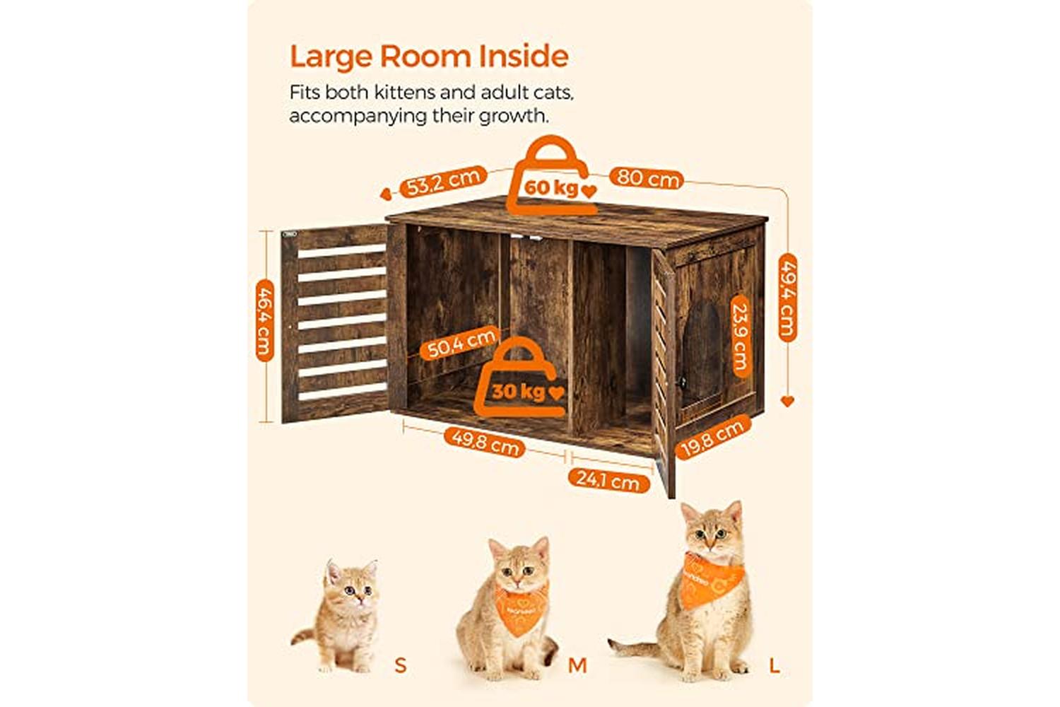 Feandrea PCL003X01 Litter Box Cabinet with Doors-7