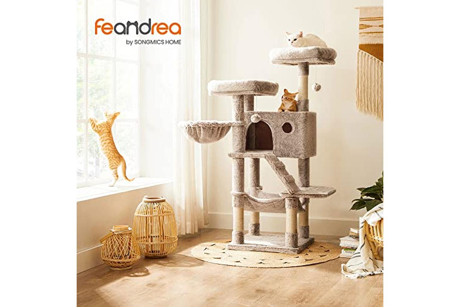 Feandrea PCT162M01 Cat Tree with Soft Cover | Light Brown-2