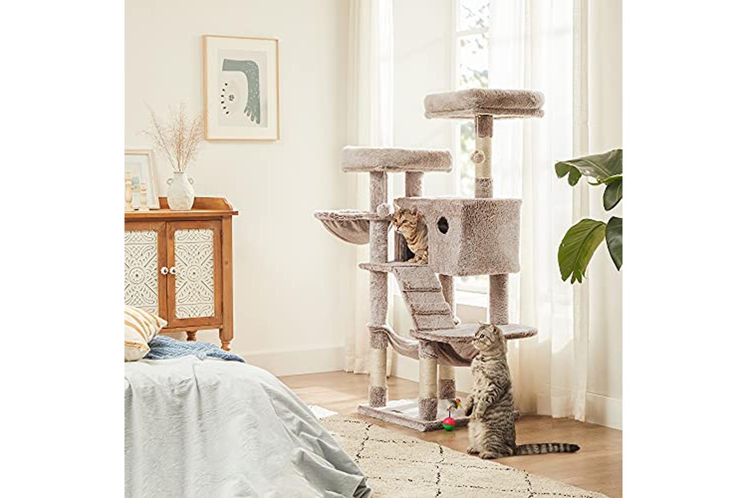 Feandrea PCT162M01 Cat Tree with Soft Cover | Light Brown-3
