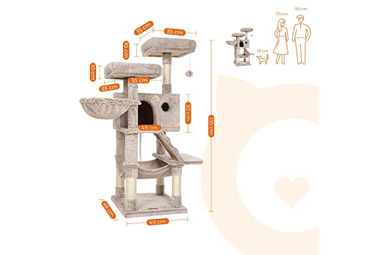 Feandrea PCT162M01 Cat Tree with Soft Cover | Light Brown-5