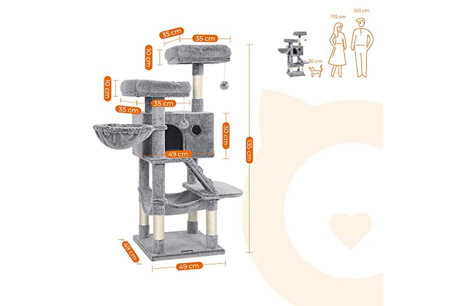 Feandrea PCT162W01 Scratching Post Cat Tree with Platforms-5