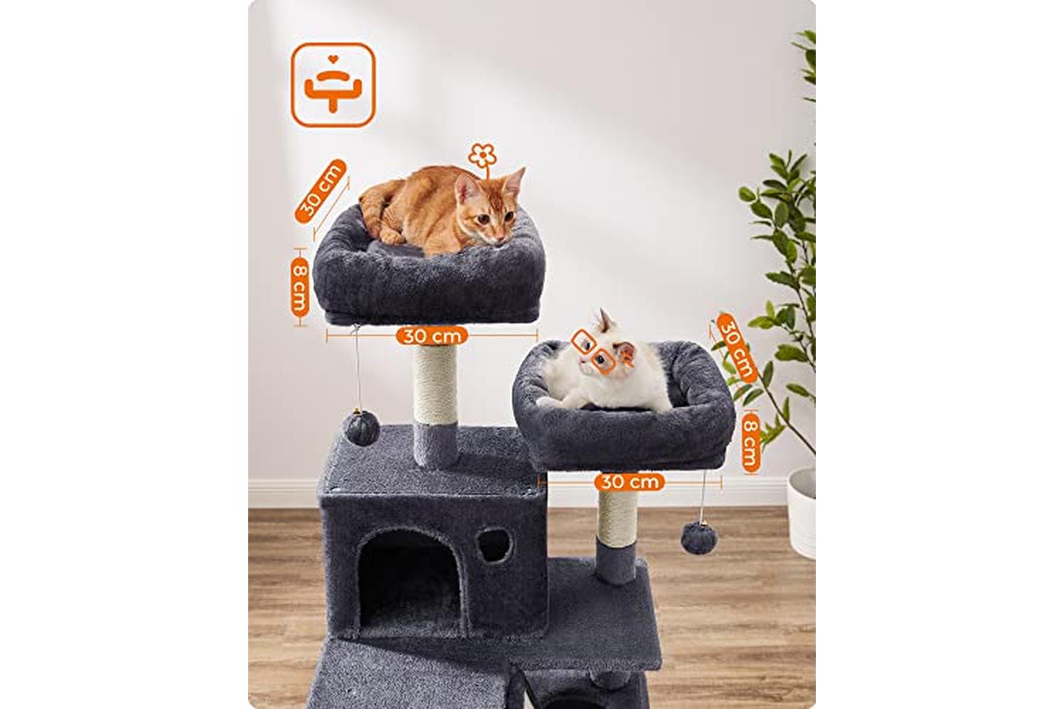 Feandrea PCT165G01 Scratching Post Cat Tree with 2 Caves-7