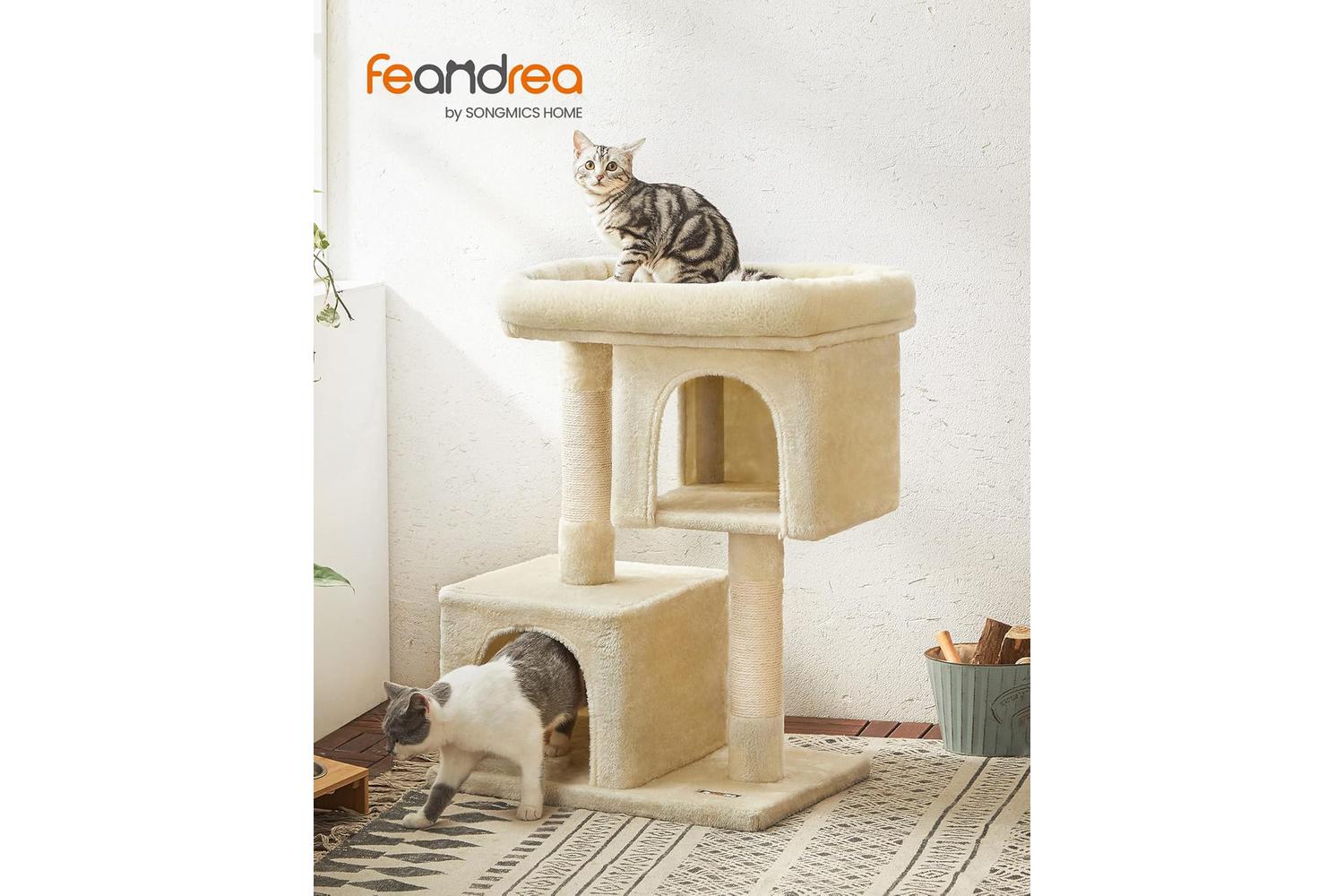 Feandrea PCT61MV1 Scratching Post for Cats with Two Caves-2