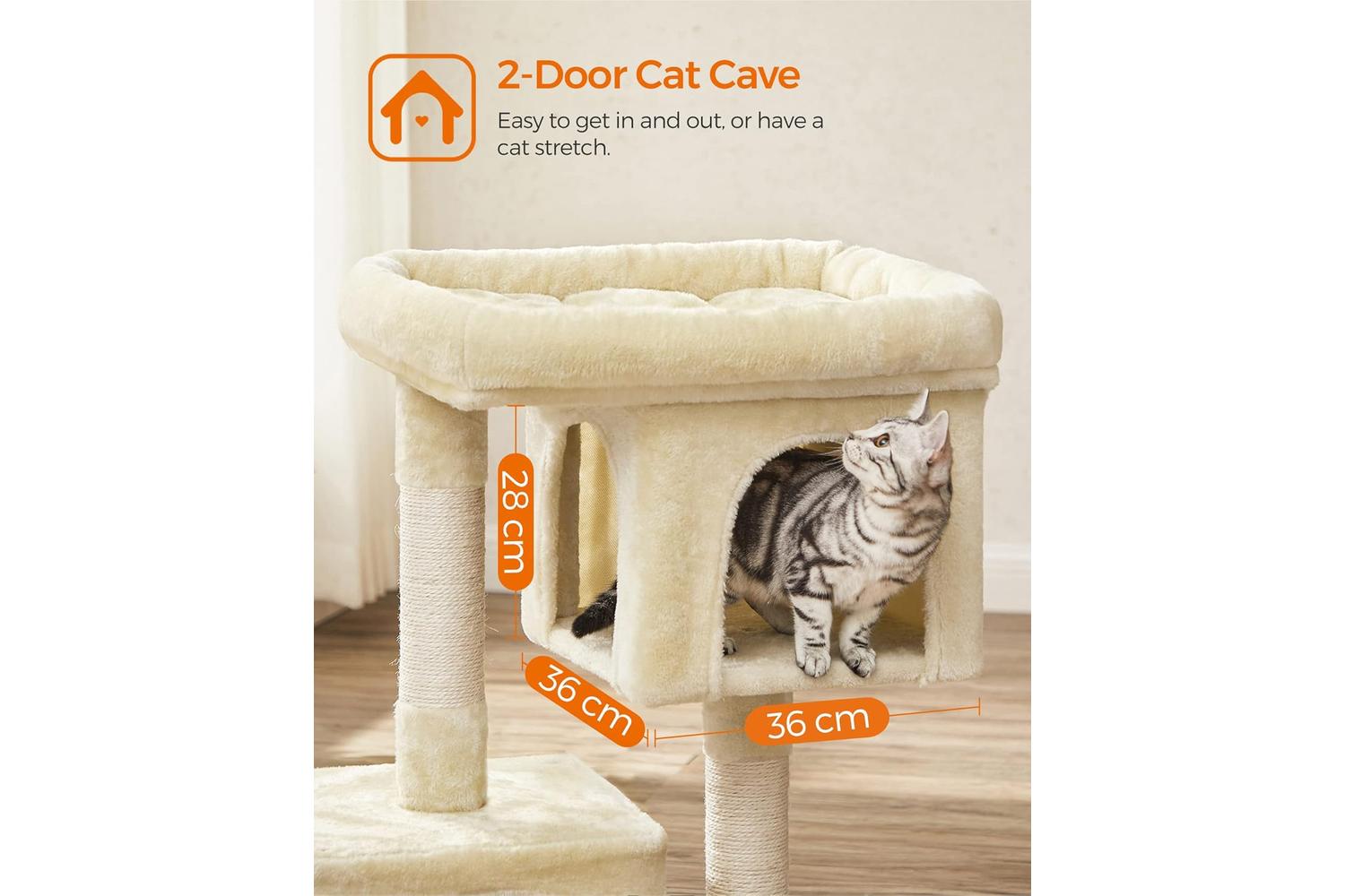 Feandrea PCT61MV1 Scratching Post for Cats with Two Caves-4