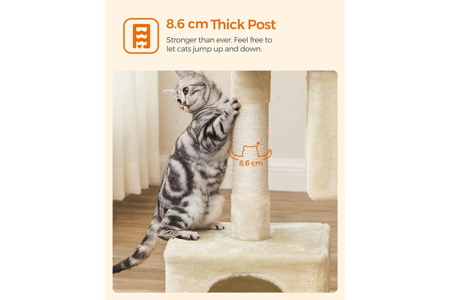 Feandrea PCT61MV1 Scratching Post for Cats with Two Caves-6