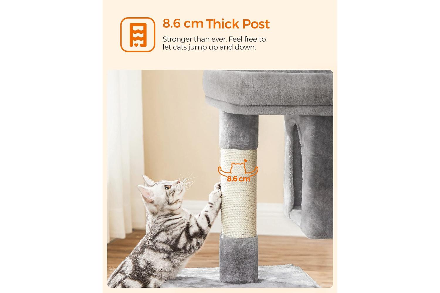 Feandrea Pct61wv1 Cat Tree With Large Platform And 2 Plush C-6