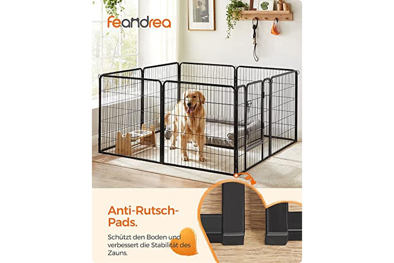 Feandrea PPK88H 8-Panel Pet Playpen 80 x 80 cm | Black-2