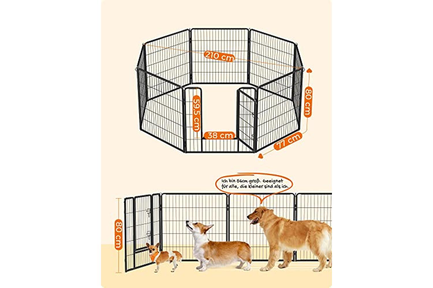 Feandrea PPK88H 8-Panel Pet Playpen 80 x 80 cm | Black-6