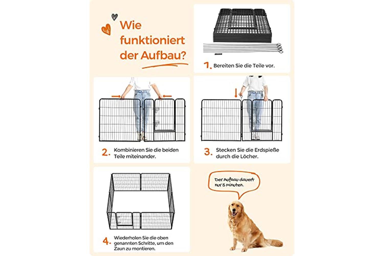 Feandrea PPK88H 8-Panel Pet Playpen 80 x 80 cm | Black-7