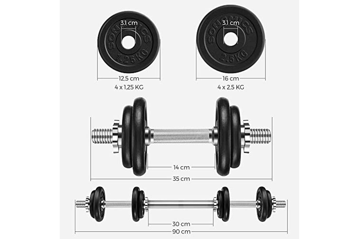 Songmics SYL20LBKV1 Cast Iron Dumbbell Set-5