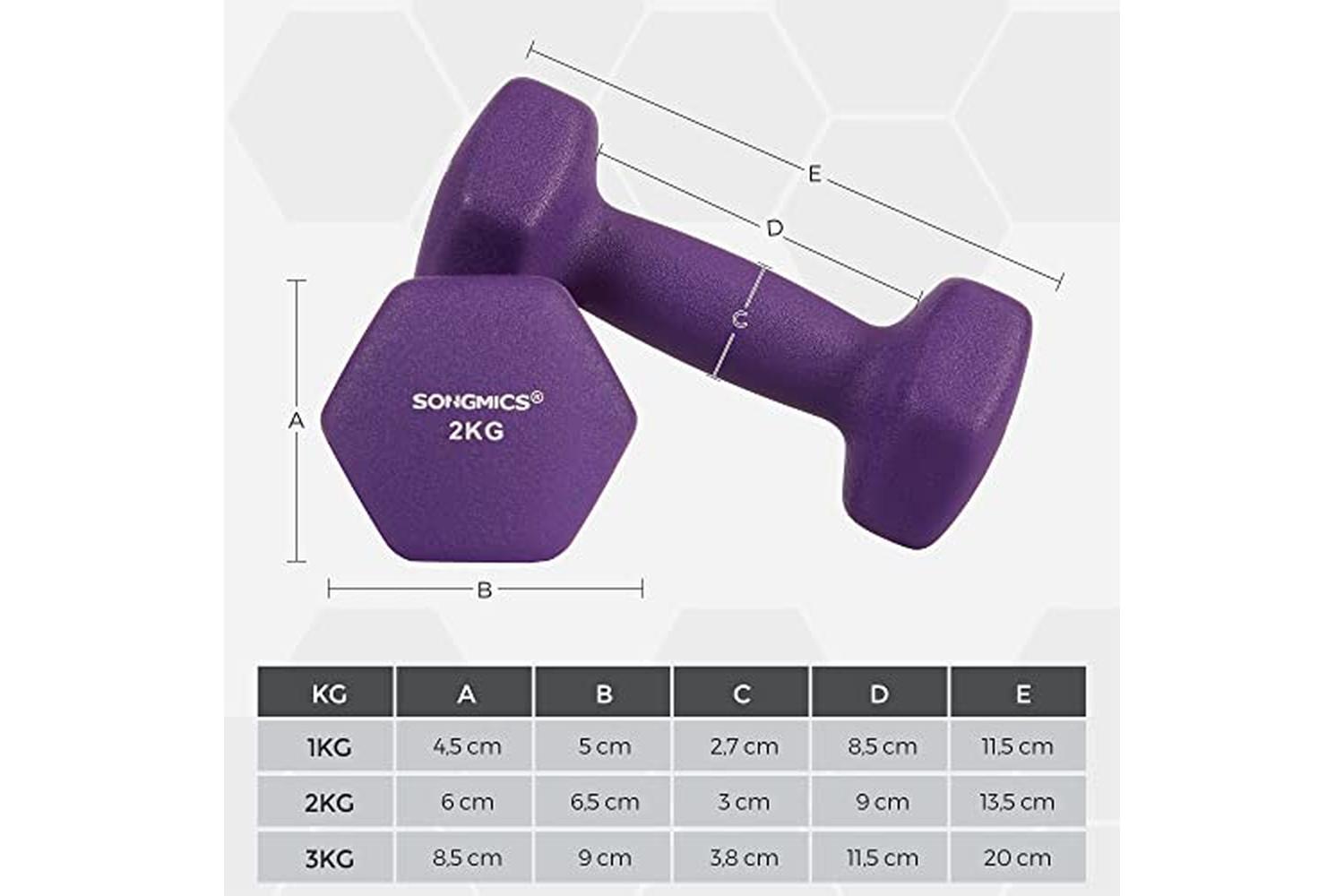 Songmics SYL609B02 6-Dumbbells | Yellow/Pink/Purple-5
