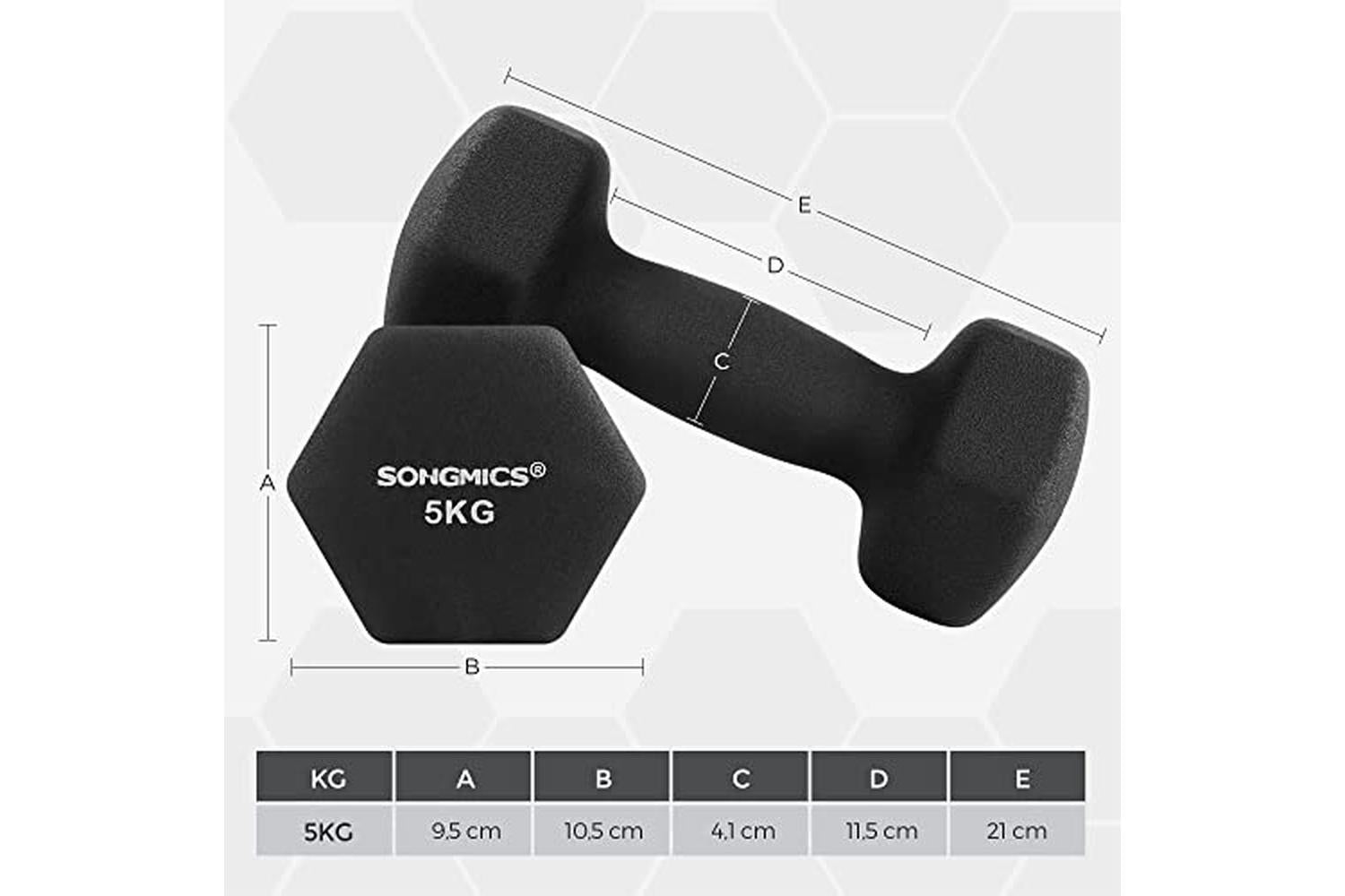 Songmics SYL60BK Dumbbells | Black | Set of 2-5