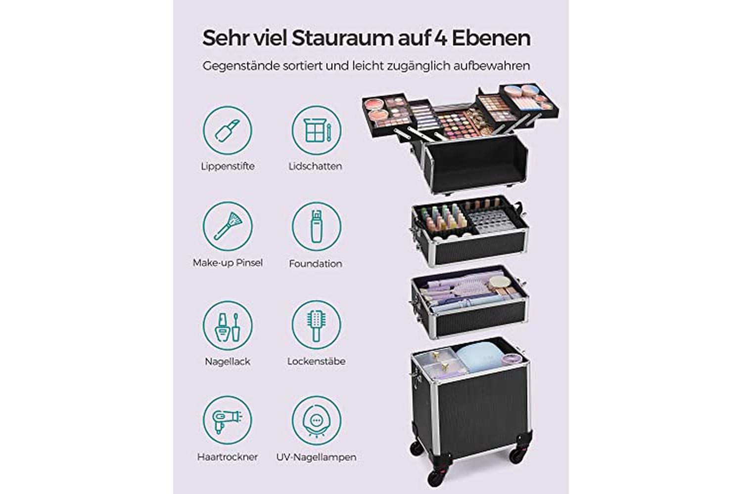 Songmics JHZ11BK XXL Cosmetic Trolley | Black-3