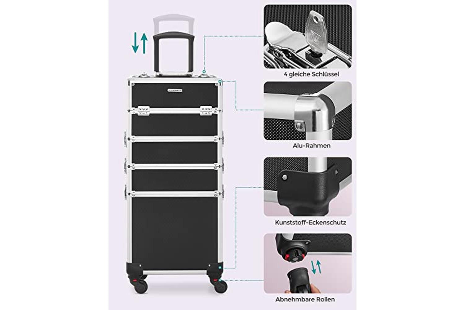 Songmics JHZ11BK XXL Cosmetic Trolley | Black-4