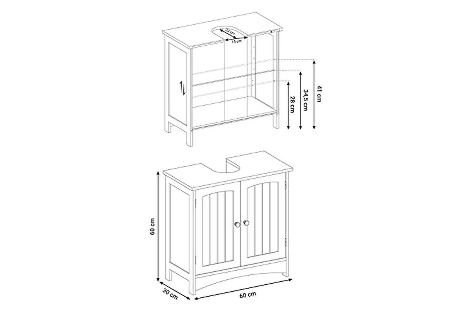 Vasagle Bbc01wt - Under Sink Cabinet-4