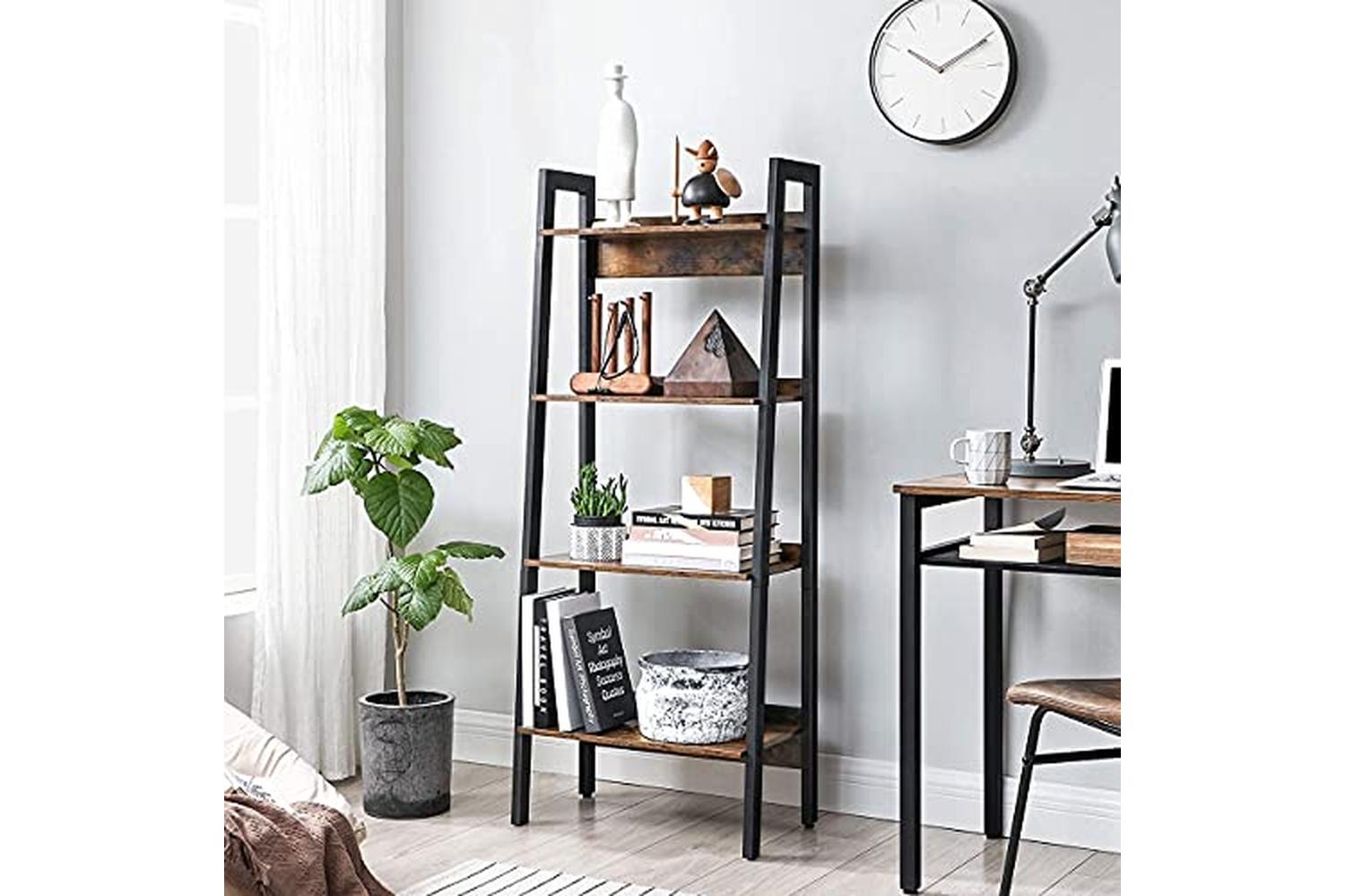 Vasagle Ladder Shelves | 4 Shelves | Rustic Brown/Black-2