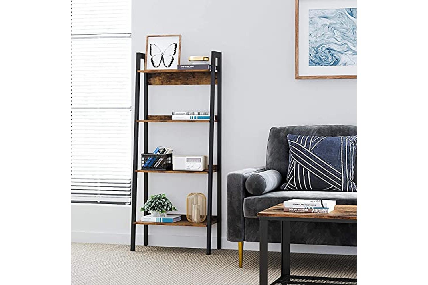 Vasagle Ladder Shelves | 4 Shelves | Rustic Brown/Black-3