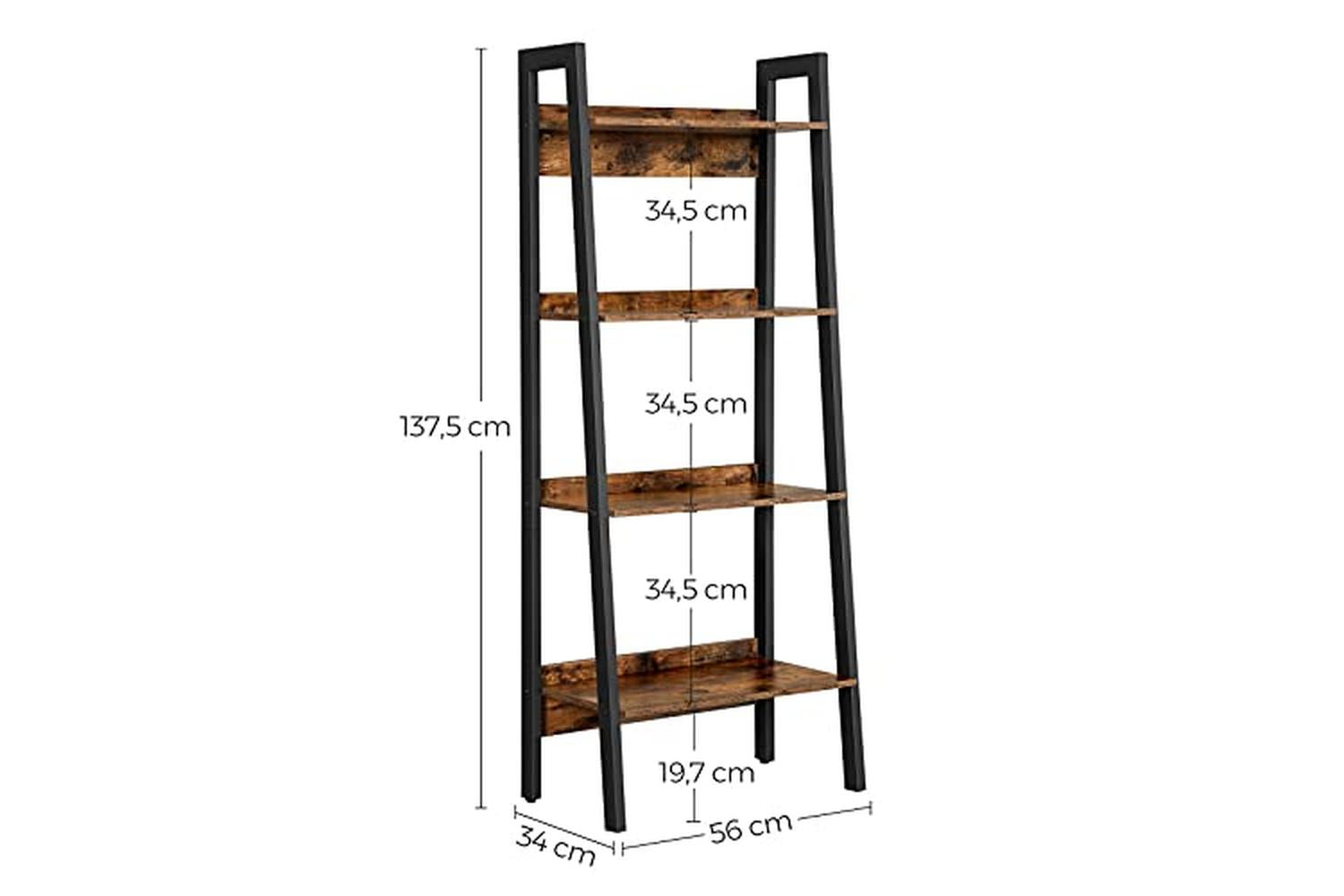 Vasagle Ladder Shelves | 4 Shelves | Rustic Brown/Black-5