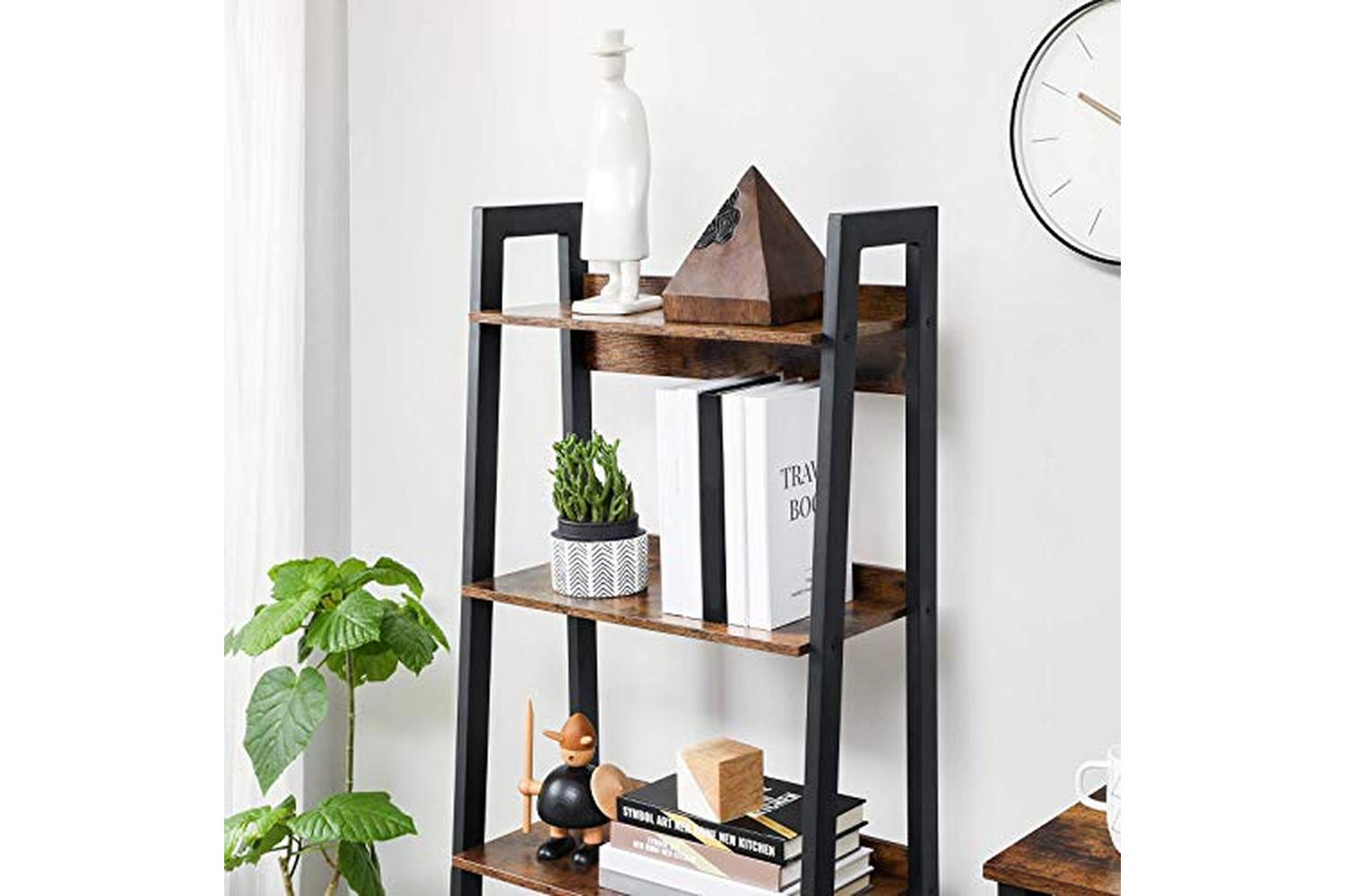 Vasagle Ladder Shelves | 4 Shelves | Rustic Brown/Black-6