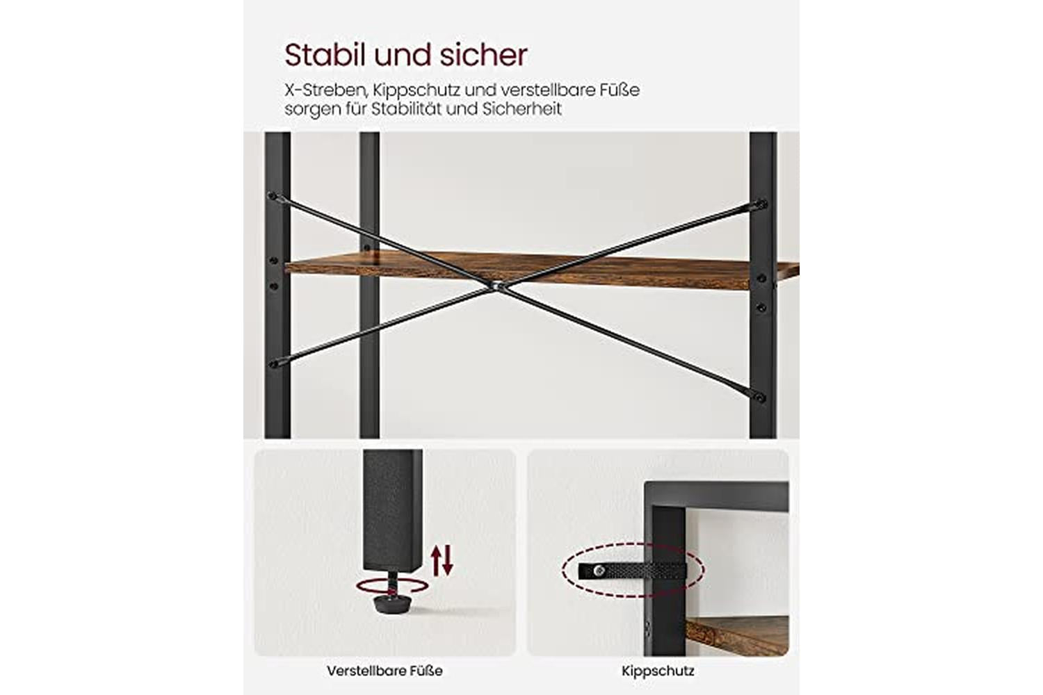 Vasagle Ladder Shelves | 6 Shelves | Rustic Natural/Black-5