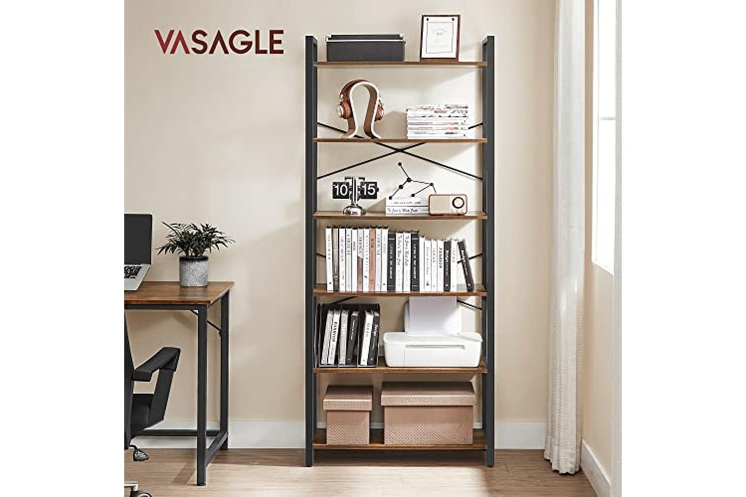 Vasagle Ladder Shelves | 6 Shelves | Rustic Natural/Black-2