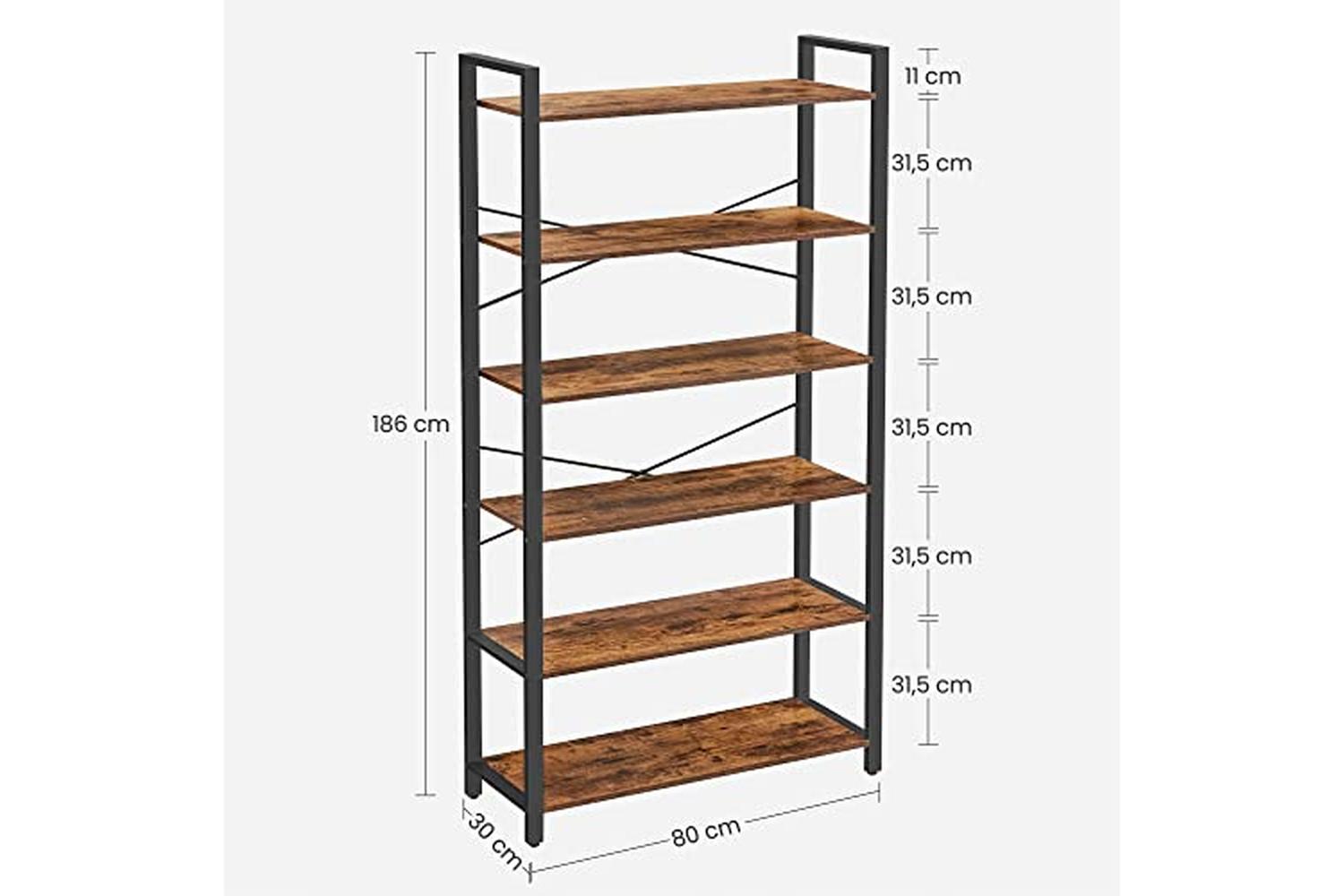 Vasagle Ladder Shelves | 6 Shelves | Rustic Natural/Black-3